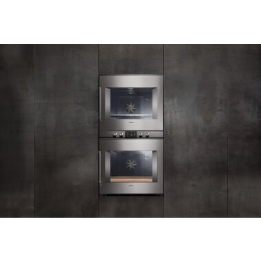 Gaggenau bx480112, 400 series, built-in double oven, door hinge: right, stainless steel behind glass