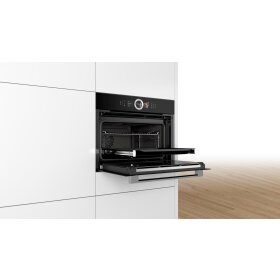 Bosch csg656rb7, series 8, built-in compact steam oven, 60 x 45 cm, black