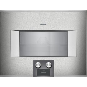 Gaggenau bs474112, 400 series, built-in compact steam oven, 60 x 45 cm, door hinge: right, stainless steel behind glass