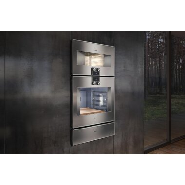 Gaggenau bs485112, 400 series, built-in compact steam oven, 76 x 45 cm, door hinge: left, stainless steel behind glass