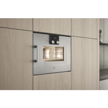 Gaggenau bsp250111, series 200, built-in compact steam oven, 60 x 45 cm, door hinge: right, metallic