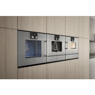 Gaggenau bsp251111, series 200, built-in compact steam oven, 60 x 45 cm, door hinge: left, metallic