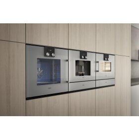 Gaggenau bsp271111, series 200, built-in compact steam oven, 60 x 45 cm, door hinge: left, metallic