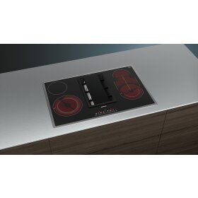 Siemens et845fm11e, iQ500, Cooktop with extractor hood (radiation), 80 cm, Surface-mounted with frame