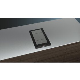 Siemens EX375FXB1E, iQ700, Domino-Kochfeld, Flex-Induktion, 30 cm, Schwarz, Mit Rahmen aufliegend