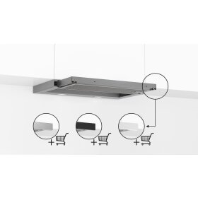 Bosch dfl064w53, series 2, flat screen hood, 60 cm, silver metallic