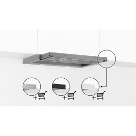 Bosch dfr067a52, series 4, flat screen hood, 60 cm, silver metallic