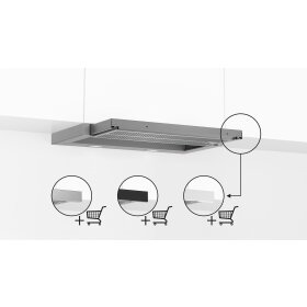 Bosch dfr067a52, series 4, flat screen hood, 60 cm, silver metallic