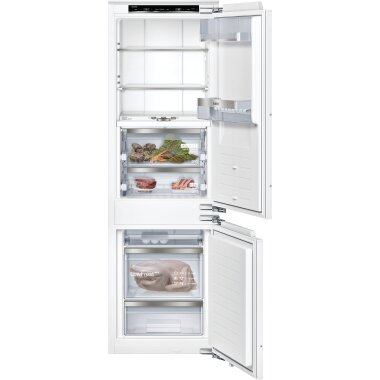 Siemens ki84fpdd0, iQ700, built-in fridge-freezer with freezer section below, 177.2 x 55.8 cm, flat hinge with soft-close drawer