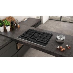 neff t27ta69n0d, n 90, gas hob, 75 cm, glass ceramic, black