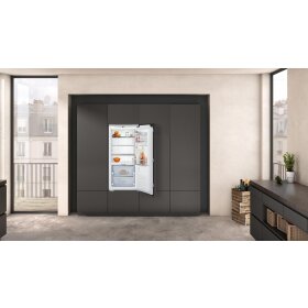 neff ki8416de0, n 90, refrigerator, 122.5 x 56 cm, flat hinge with soft closing drawer