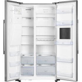 Side-by-side refrigerators with fixed water connection