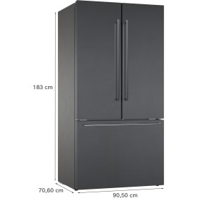Gaggenau ry295350, 200 series, fridge-freezer, multi-door, 183 x 90.5 cm, stainless steel black